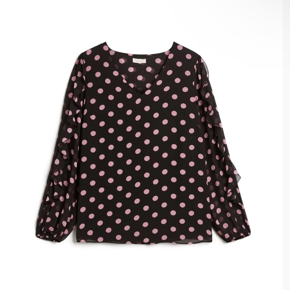 Laura | Black Polka Dot Ruffle Sleeve Long Sleeve Blouse 🖤 - Picture 5 of 14